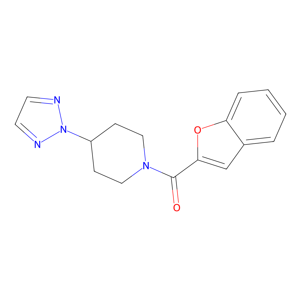 (4-(2H-1,2,3-triazol-2-yl)piperidin-1-yl)(benzofuran-2-yl)methanone molecular structure, CAS 2034393-61-6