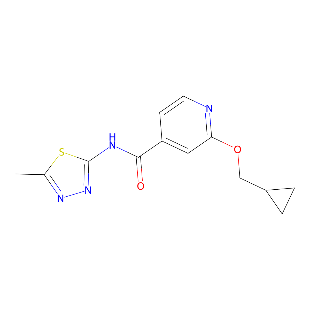 2-(cyclopropylmethoxy)-N-(5-methyl-1,3,4-thiadiazol-2-yl)isonicotinamide molecular structure, CAS 2034393-63-8