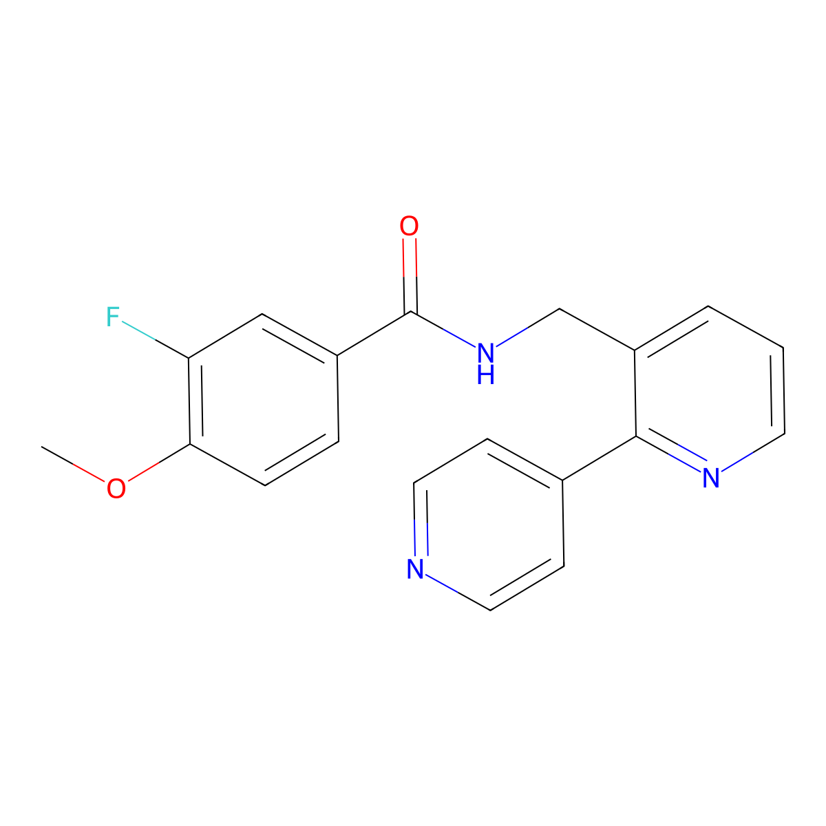 N-([2,4'-bipyridin]-3-ylmethyl)-3-fluoro-4-methoxybenzamide molecular structure, CAS 2034393-79-6