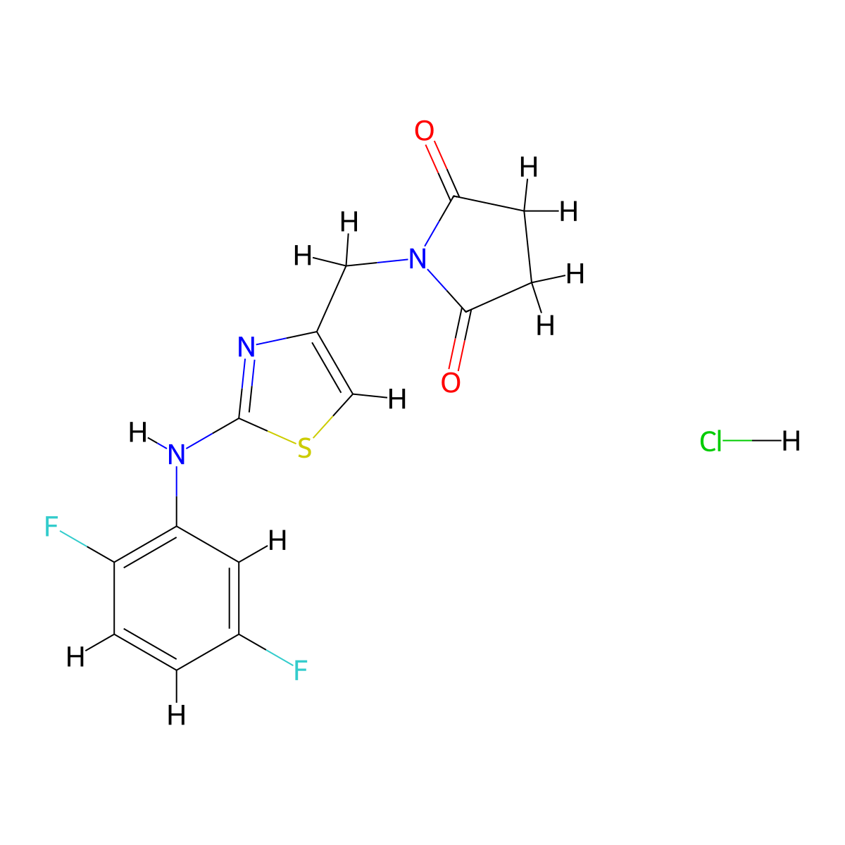 1-((2-((2,5-Difluorophenyl)amino)thiazol-4-yl)methyl)pyrrolidine-2,5-dione hydrochloride molecular structure, CAS 2034393-86-5