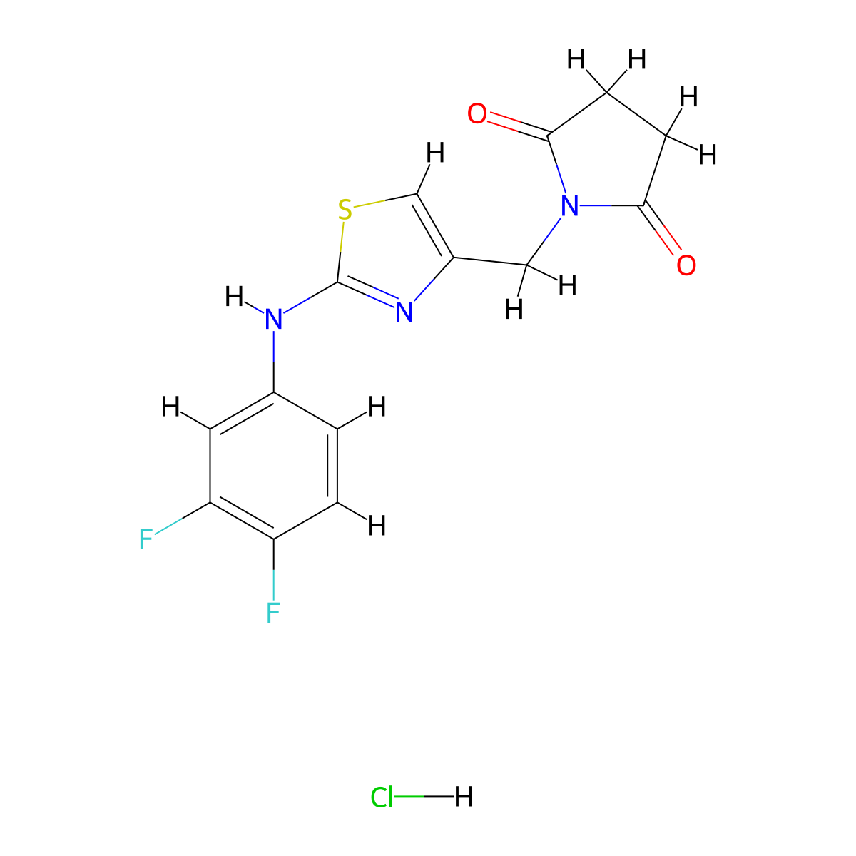 1-((2-((3,4-Difluorophenyl)amino)thiazol-4-yl)methyl)pyrrolidine-2,5-dione hydrochloride molecular structure, CAS 2034393-91-2