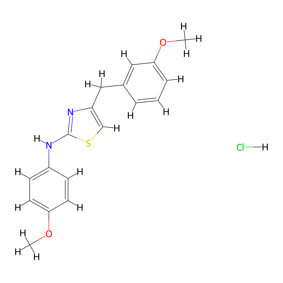 4-(3-methoxybenzyl)-N-(4-methoxyphenyl)thiazol-2-amine hydrochloride molecular structure, CAS 2034394-04-0