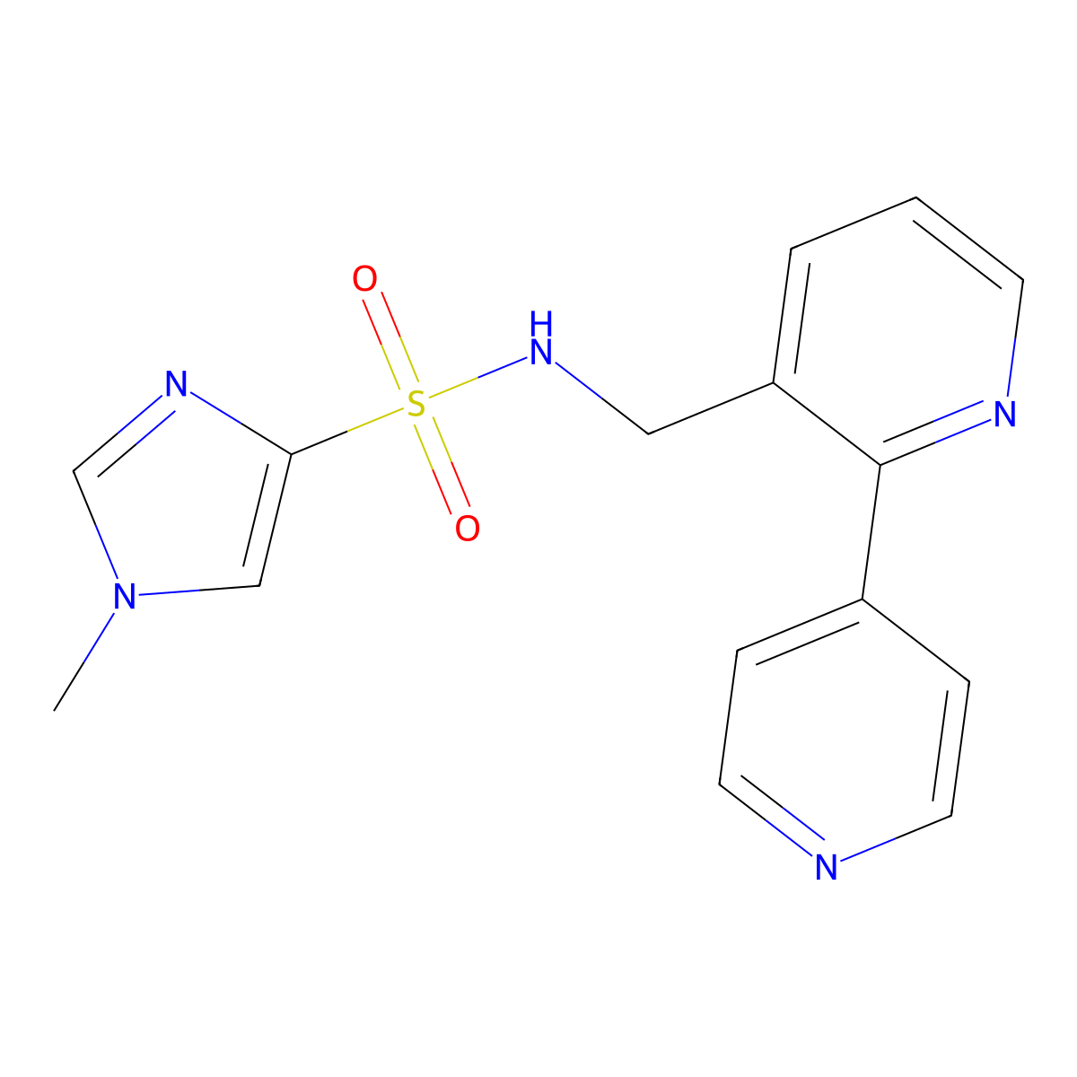 N-([2,4'-bipyridin]-3-ylmethyl)-1-methyl-1H-imidazole-4-sulfonamide molecular structure, CAS 2034394-07-3