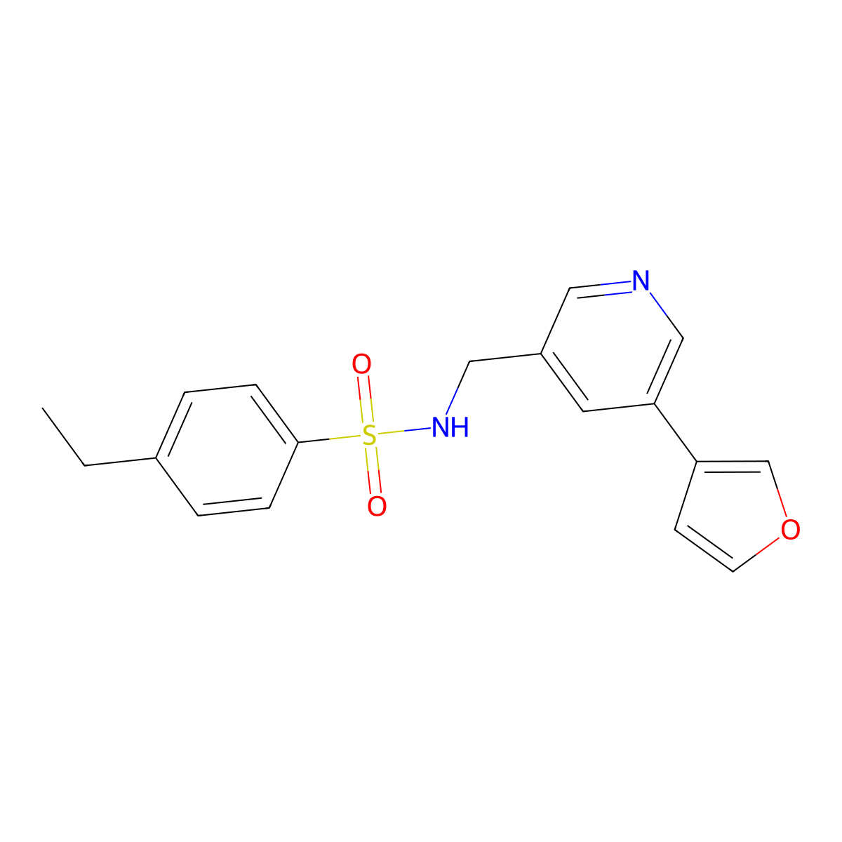 4-ethyl-N-((5-(furan-3-yl)pyridin-3-yl)methyl)benzenesulfonamide molecular structure, CAS 2034394-10-8