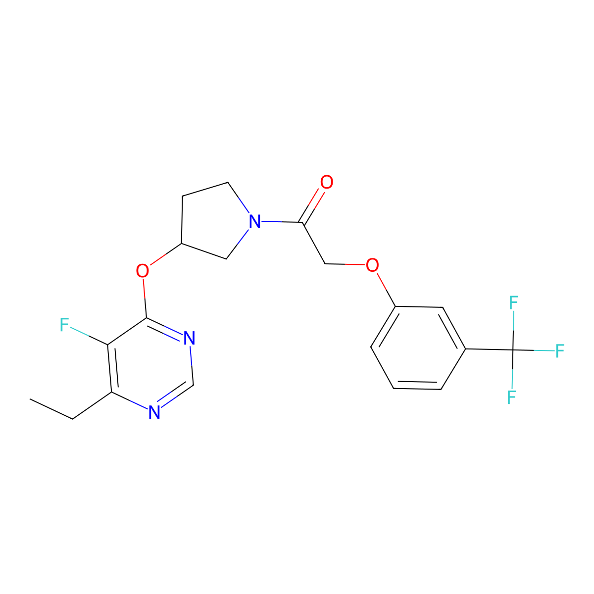 1-(3-((6-Ethyl-5-fluoropyrimidin-4-yl)oxy)pyrrolidin-1-yl)-2-(3-(trifluoromethyl)phenoxy)ethanone molecular structure, CAS 2034394-16-4