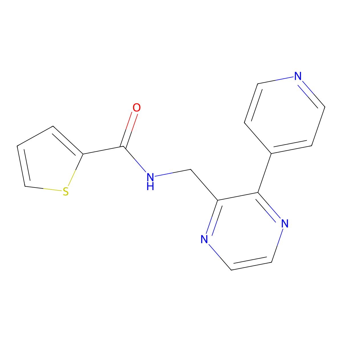 N-{[3-(pyridin-4-yl)pyrazin-2-yl]methyl}thiophene-2-carboxamide molecular structure, CAS 2034394-17-5