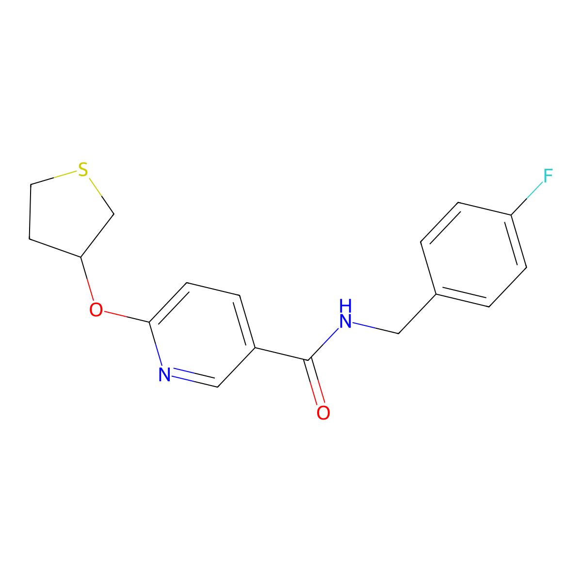 N-(4-fluorobenzyl)-6-((tetrahydrothiophen-3-yl)oxy)nicotinamide molecular structure, CAS 2034394-18-6