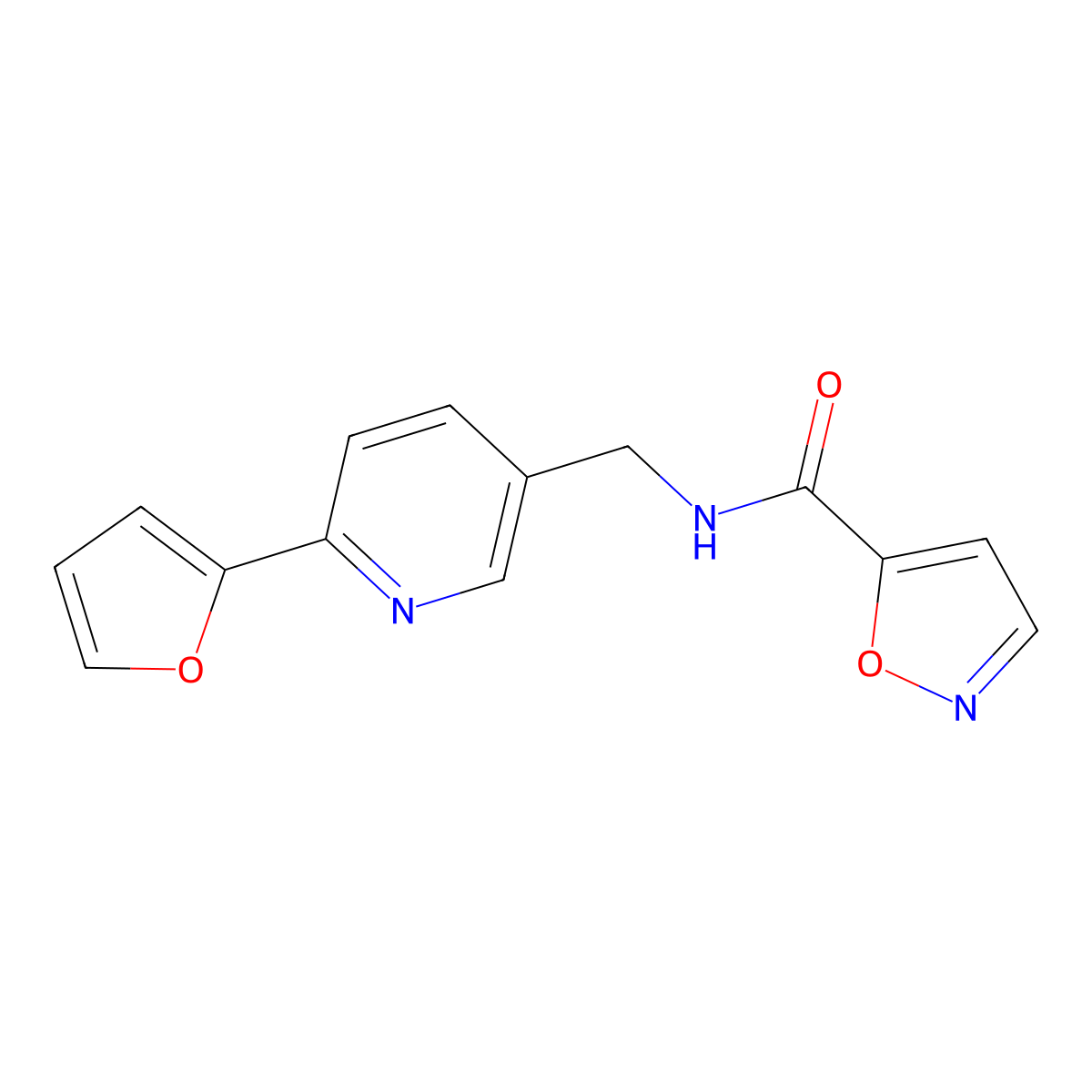 N-((6-(furan-2-yl)pyridin-3-yl)methyl)isoxazole-5-carboxamide molecular structure, CAS 2034394-19-7