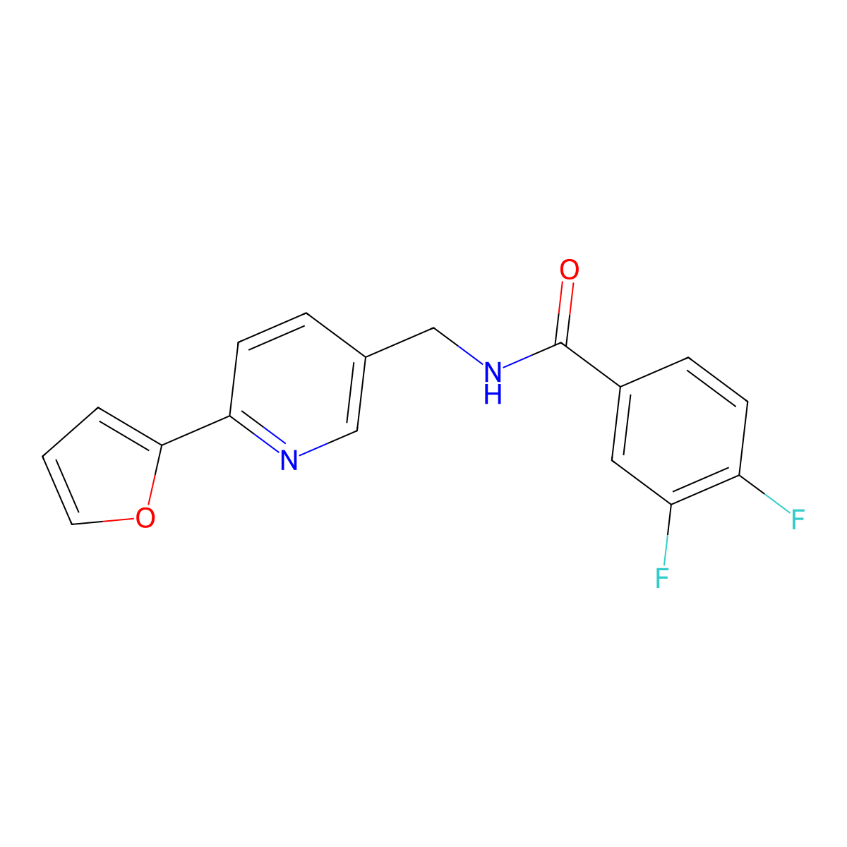3,4-difluoro-N-{[6-(furan-2-yl)pyridin-3-yl]methyl}benzamide molecular structure, CAS 2034394-22-2