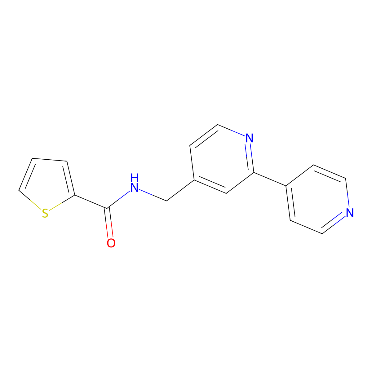 N-({[2,4'-bipyridine]-4-yl}methyl)thiophene-2-carboxamide molecular structure, CAS 2034394-23-3