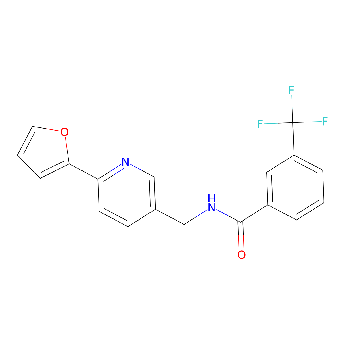 N-{[6-(furan-2-yl)pyridin-3-yl]methyl}-3-(trifluoromethyl)benzamide molecular structure, CAS 2034394-30-2