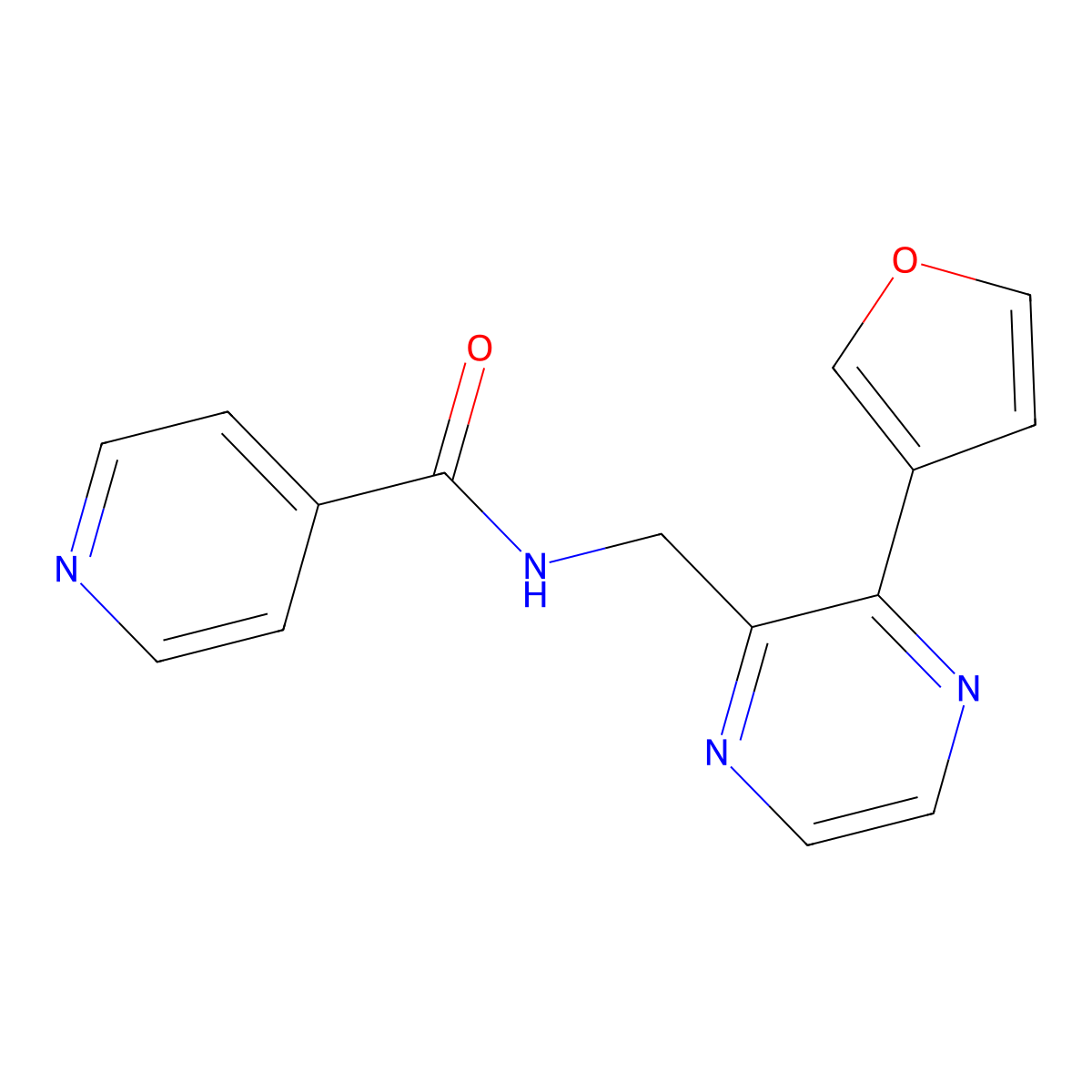 N-((3-(furan-3-yl)pyrazin-2-yl)methyl)isonicotinamide molecular structure, CAS 2034394-36-8