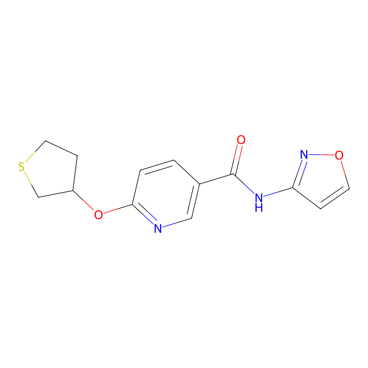 N-(isoxazol-3-yl)-6-((tetrahydrothiophen-3-yl)oxy)nicotinamide molecular structure, CAS 2034394-39-1
