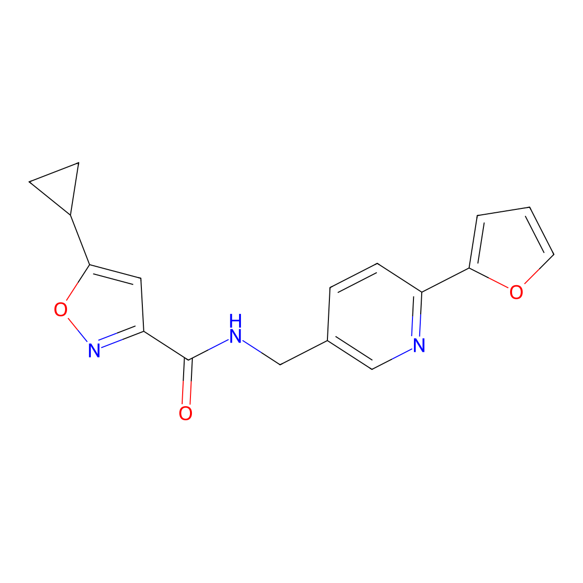 5-cyclopropyl-N-((6-(furan-2-yl)pyridin-3-yl)methyl)isoxazole-3-carboxamide molecular structure, CAS 2034394-41-5