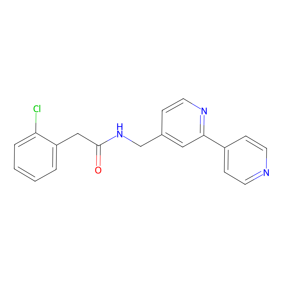 N-({[2,4'-bipyridine]-4-yl}methyl)-2-(2-chlorophenyl)acetamide molecular structure, CAS 2034394-45-9
