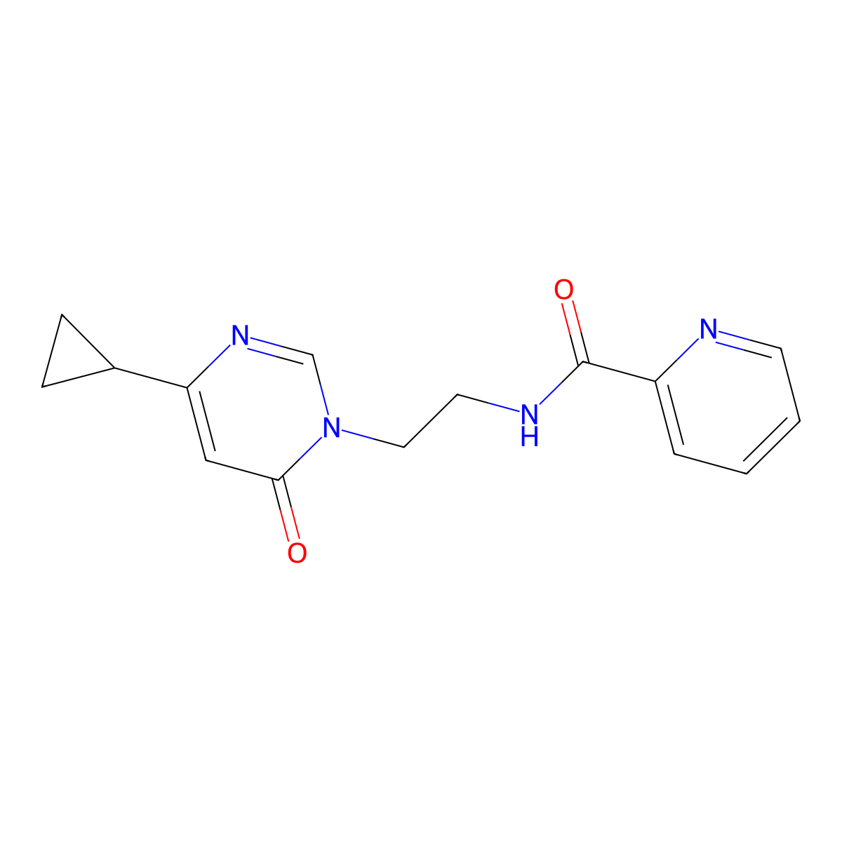 N-(2-(4-cyclopropyl-6-oxopyrimidin-1(6H)-yl)ethyl)picolinamide molecular structure, CAS 2034394-46-0