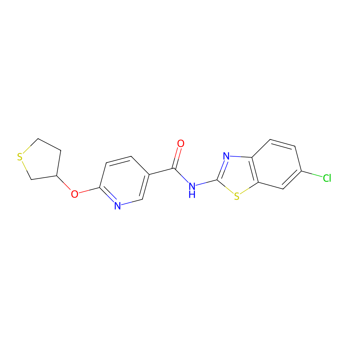 N-(6-chlorobenzo[d]thiazol-2-yl)-6-((tetrahydrothiophen-3-yl)oxy)nicotinamide molecular structure, CAS 2034394-47-1
