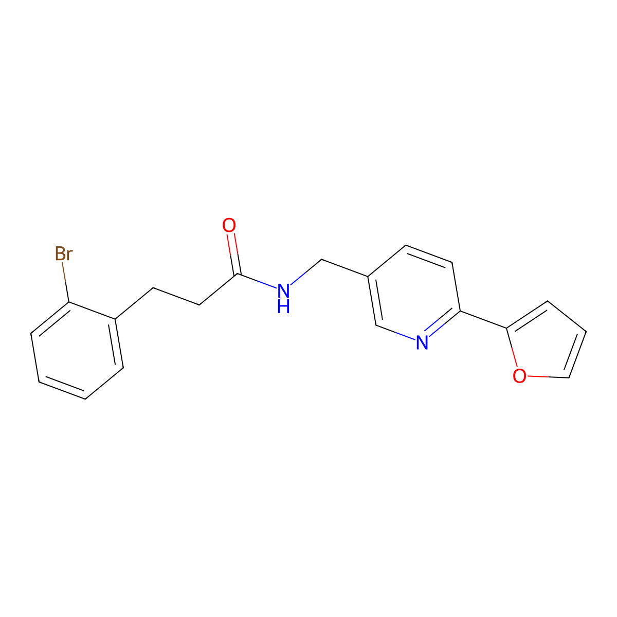 3-(2-bromophenyl)-N-((6-(furan-2-yl)pyridin-3-yl)methyl)propanamide molecular structure, CAS 2034394-51-7