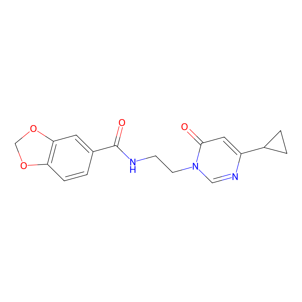 N-(2-(4-cyclopropyl-6-oxopyrimidin-1(6H)-yl)ethyl)benzo[d][1,3]dioxole-5-carboxamide molecular structure, CAS 2034394-53-9