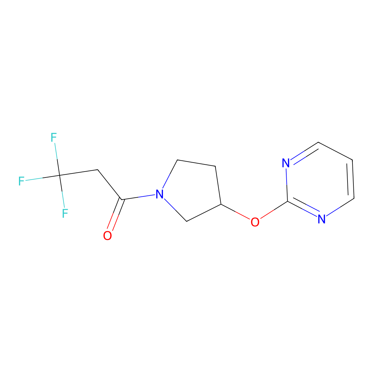 3,3,3-Trifluoro-1-[3-(pyrimidin-2-yloxy)pyrrolidin-1-yl]propan-1-one molecular structure, CAS 2034394-54-0