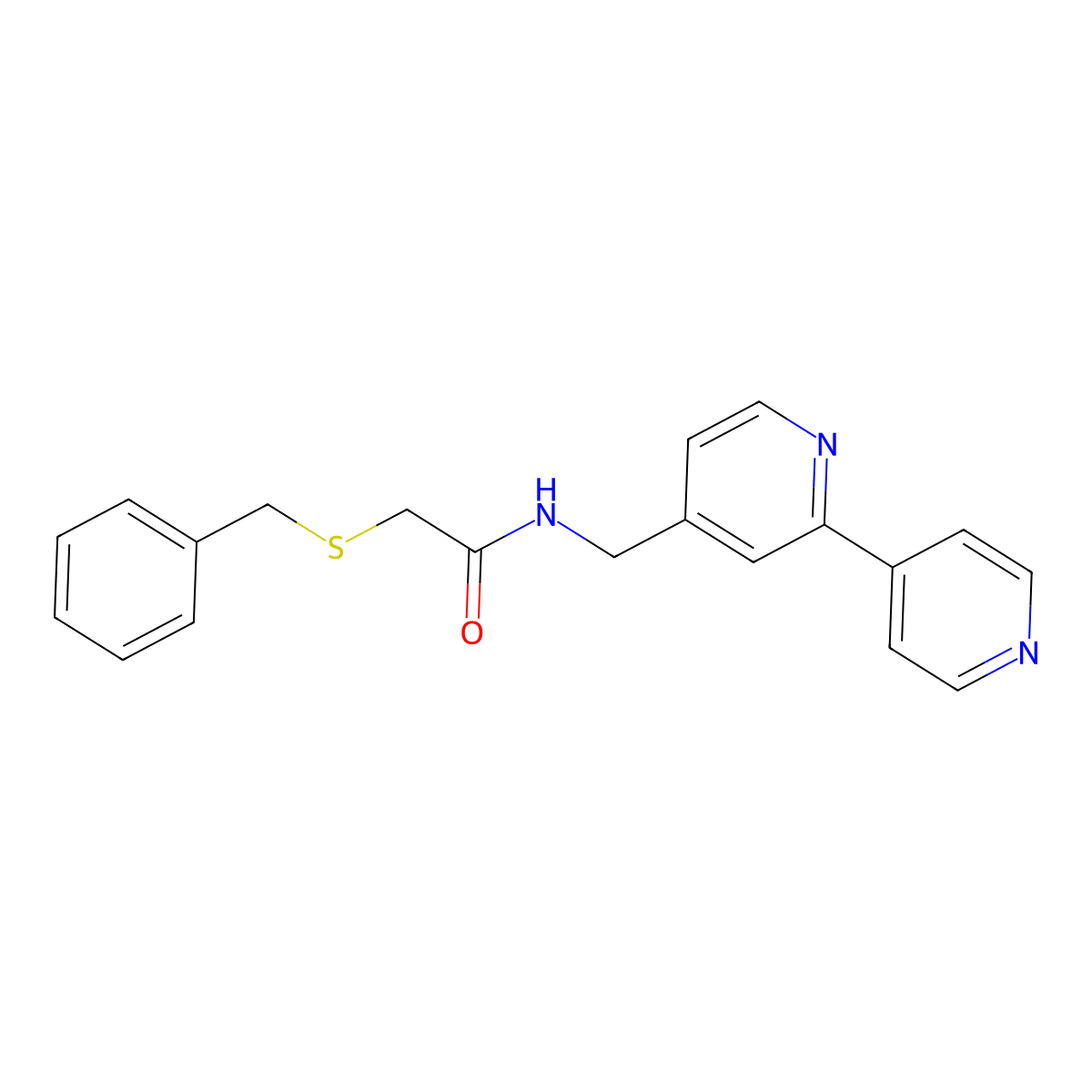 2-(benzylsulfanyl)-N-({[2,4'-bipyridine]-4-yl}methyl)acetamide molecular structure, CAS 2034394-55-1