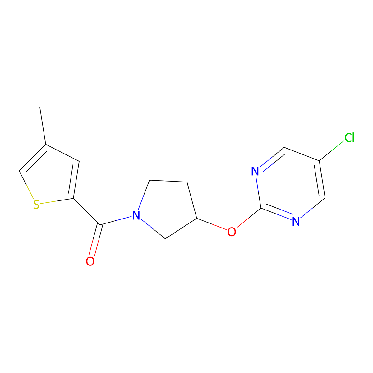 (3-((5-Chloropyrimidin-2-yl)oxy)pyrrolidin-1-yl)(4-methylthiophen-2-yl)methanone molecular structure, CAS 2034394-61-9