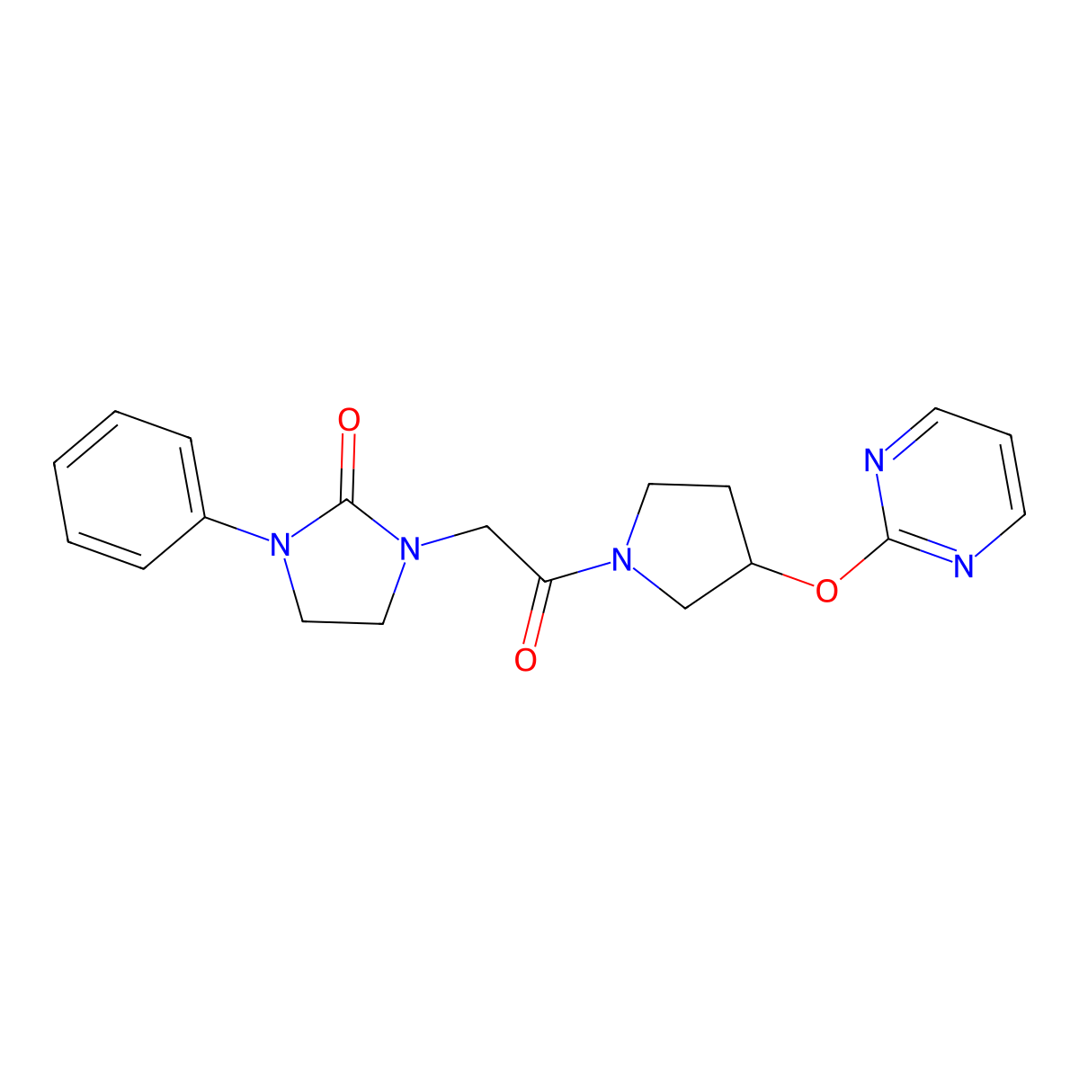 1-{2-Oxo-2-[3-(pyrimidin-2-yloxy)pyrrolidin-1-yl]ethyl}-3-phenylimidazolidin-2-one molecular structure, CAS 2034394-62-0