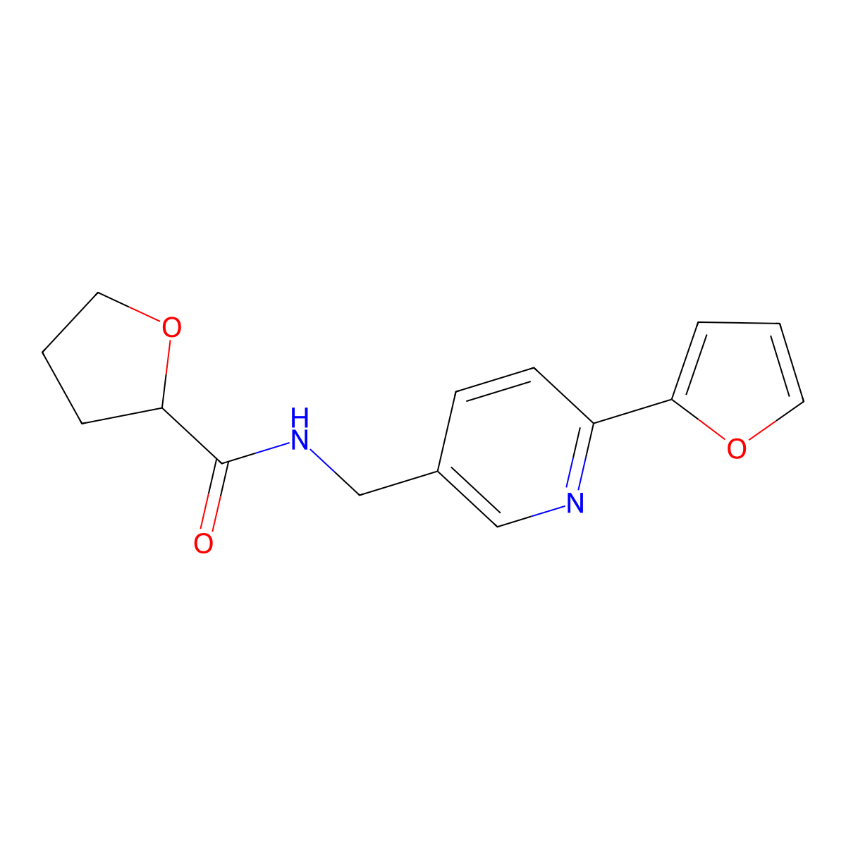 N-((6-(furan-2-yl)pyridin-3-yl)methyl)tetrahydrofuran-2-carboxamide molecular structure, CAS 2034394-64-2