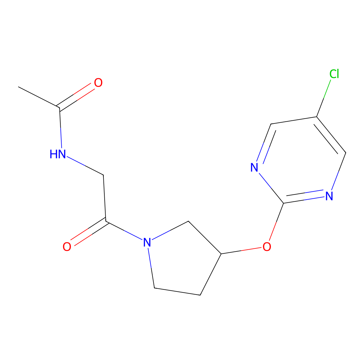 N-(2-(3-((5-chloropyrimidin-2-yl)oxy)pyrrolidin-1-yl)-2-oxoethyl)acetamide molecular structure, CAS 2034394-68-6