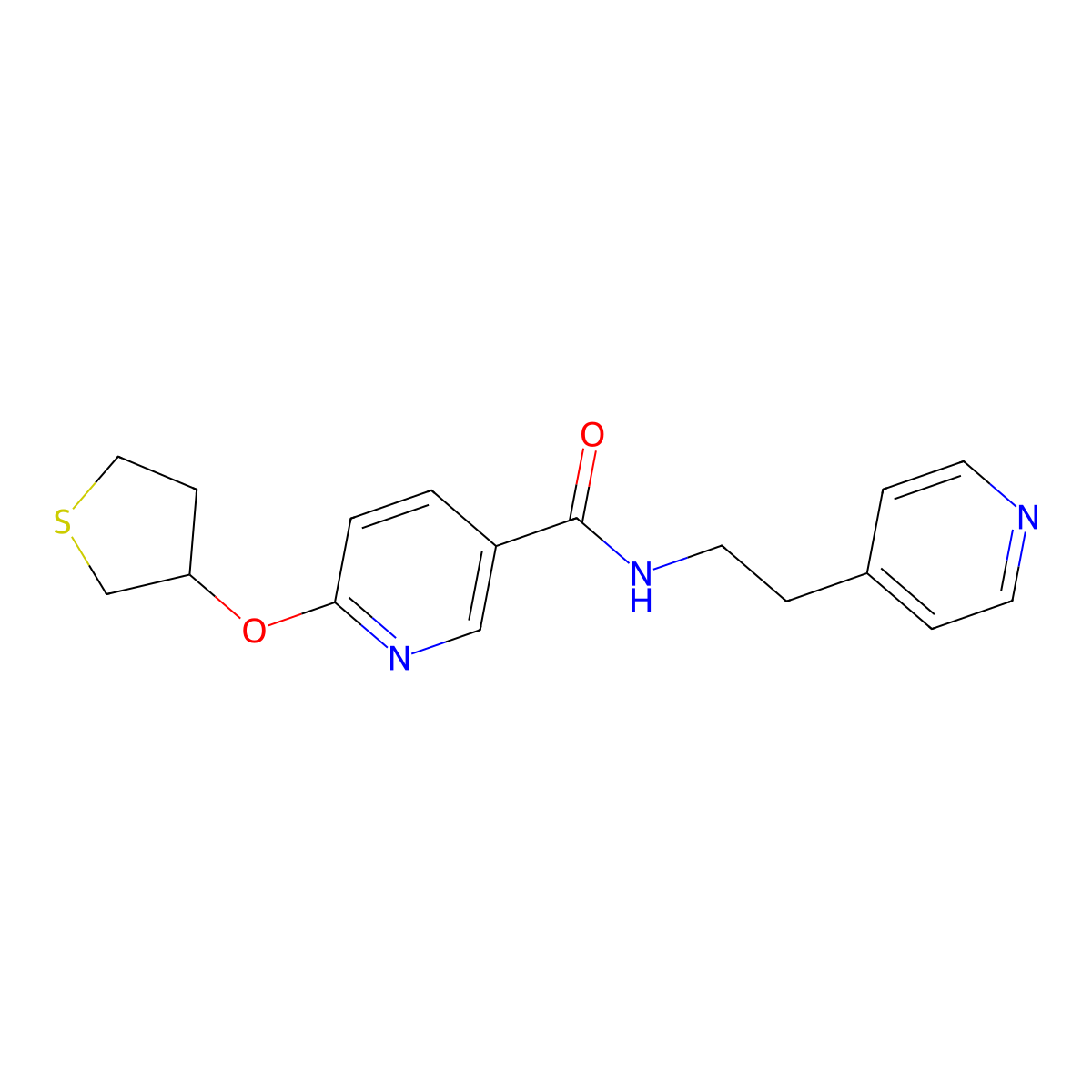 N-(2-(pyridin-4-yl)ethyl)-6-((tetrahydrothiophen-3-yl)oxy)nicotinamide molecular structure, CAS 2034394-71-1