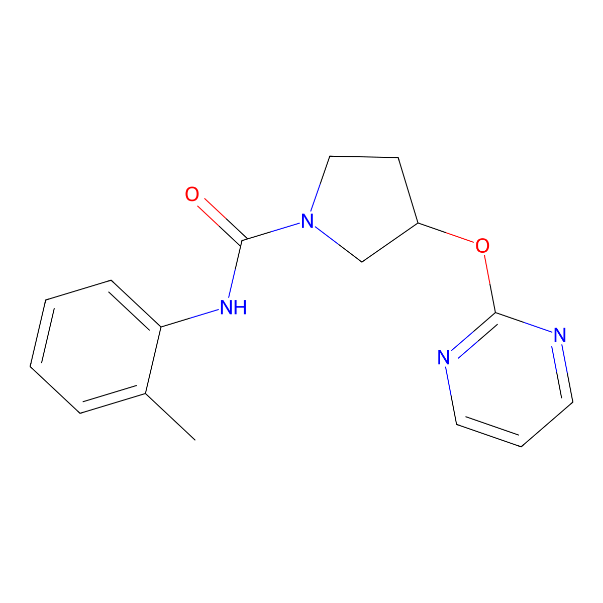3-(pyrimidin-2-yloxy)-N-(o-tolyl)pyrrolidine-1-carboxamide molecular structure, CAS 2034394-73-3