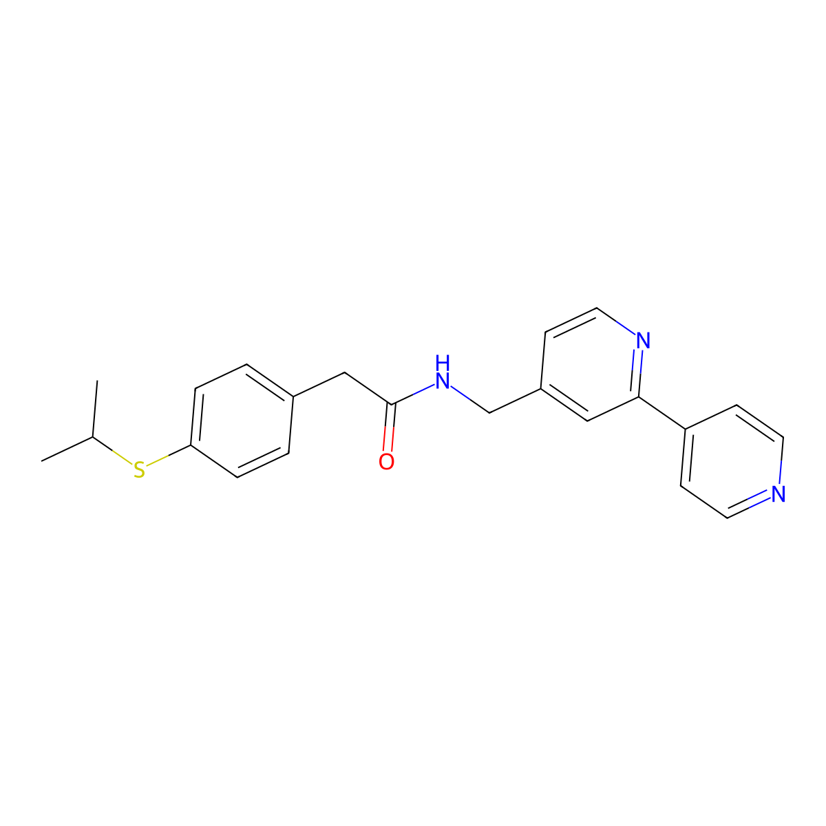 N-({[2,4'-bipyridine]-4-yl}methyl)-2-[4-(propan-2-ylsulfanyl)phenyl]acetamide molecular structure, CAS 2034394-75-5