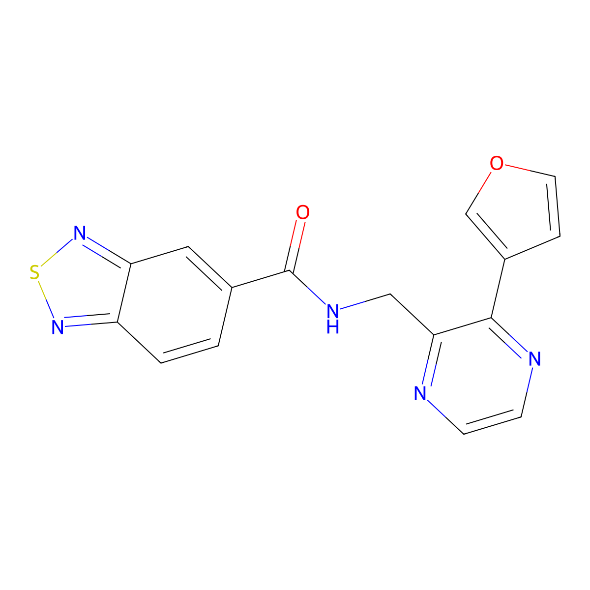 N-((3-(furan-3-yl)pyrazin-2-yl)methyl)benzo[c][1,2,5]thiadiazole-5-carboxamide molecular structure, CAS 2034394-77-7