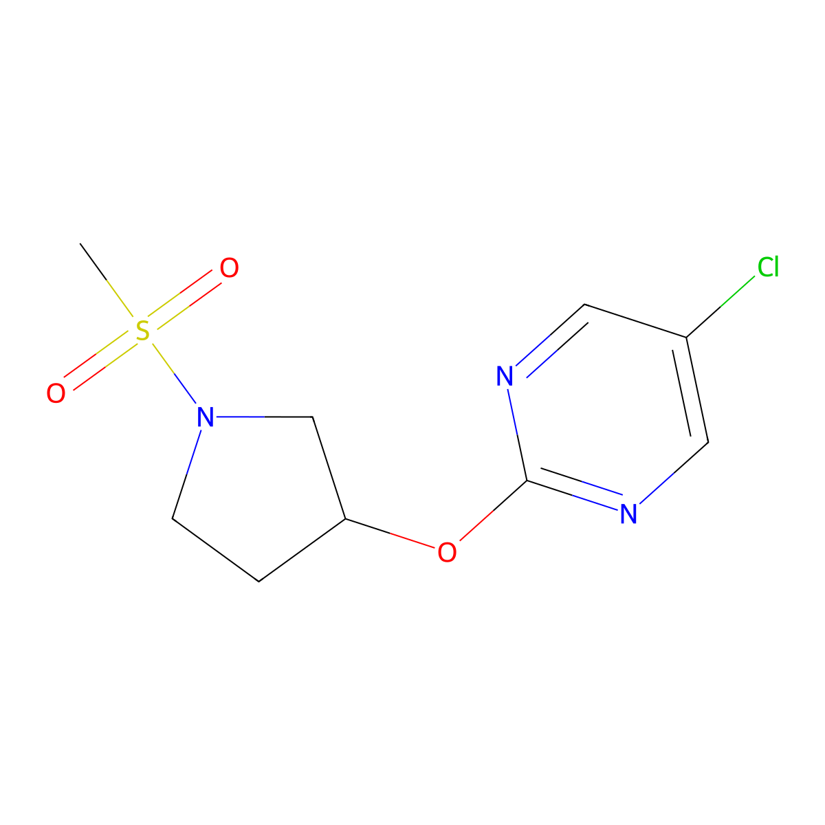 5-Chloro-2-((1-(methylsulfonyl)pyrrolidin-3-yl)oxy)pyrimidine molecular structure, CAS 2034394-82-4