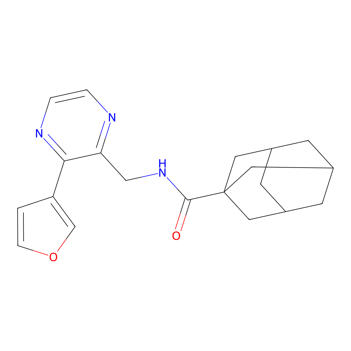 N-{[3-(furan-3-yl)pyrazin-2-yl]methyl}adamantane-1-carboxamide molecular structure, CAS 2034394-89-1
