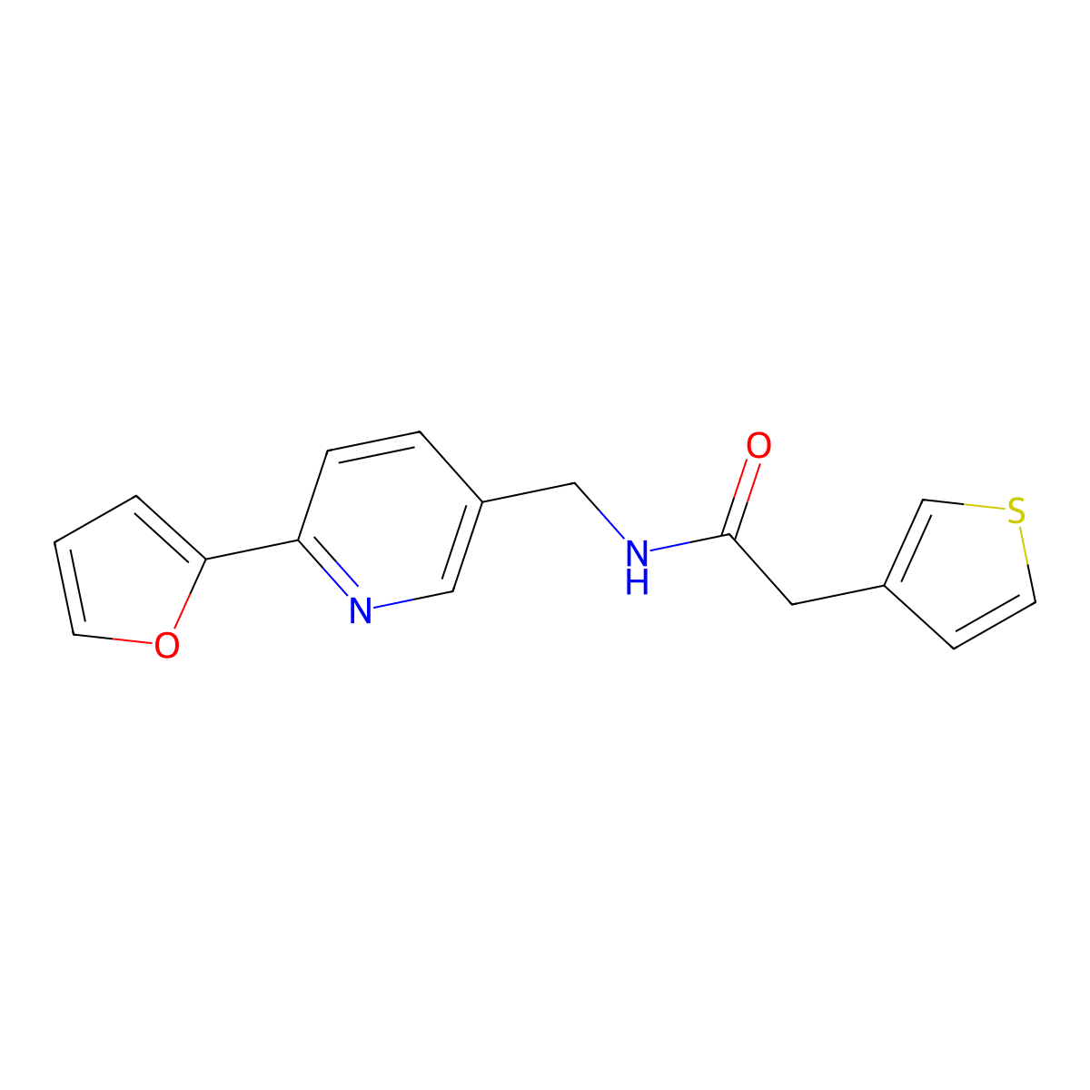 N-((6-(furan-2-yl)pyridin-3-yl)methyl)-2-(thiophen-3-yl)acetamide molecular structure, CAS 2034394-90-4