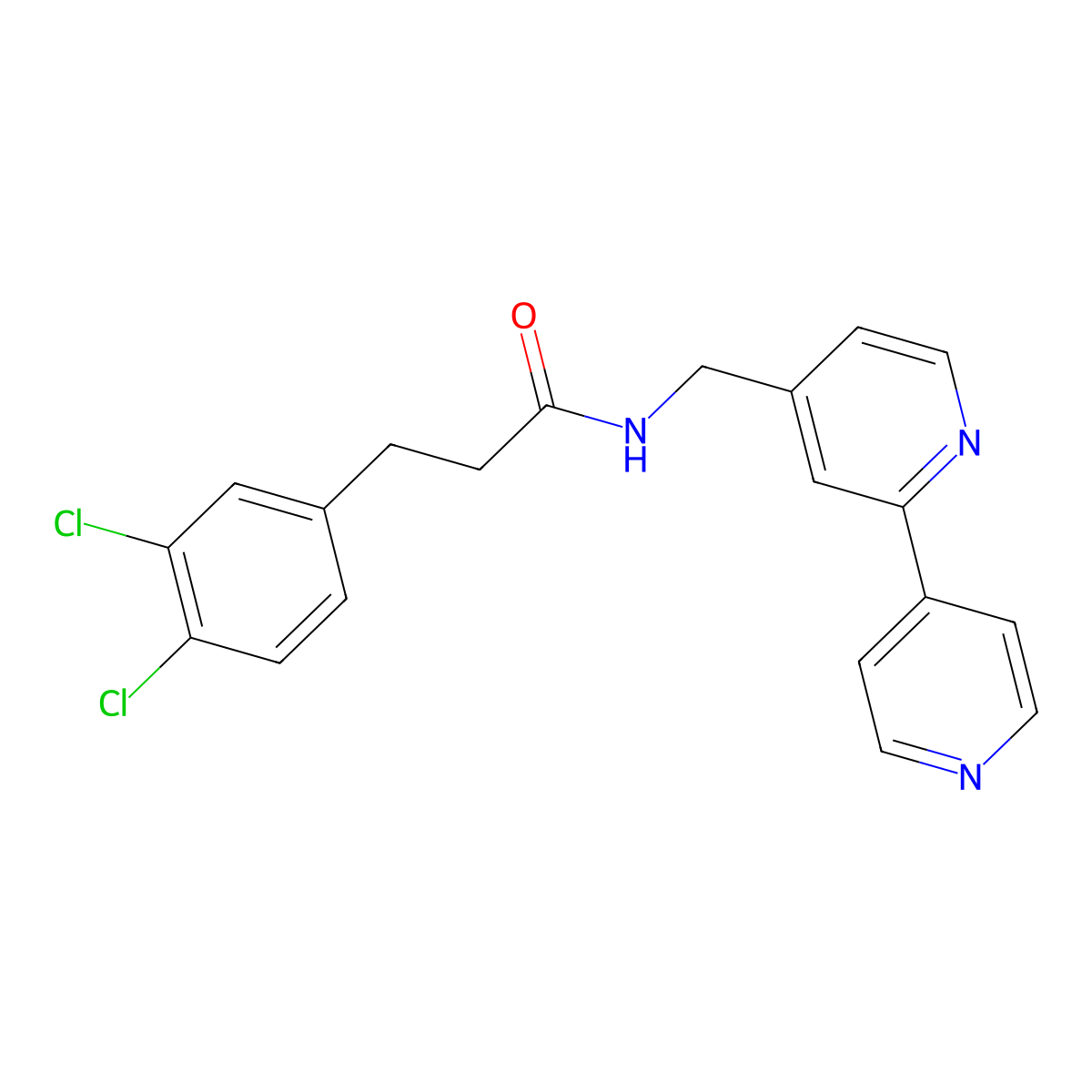 N-({[2,4'-bipyridine]-4-yl}methyl)-3-(3,4-dichlorophenyl)propanamide molecular structure, CAS 2034394-91-5