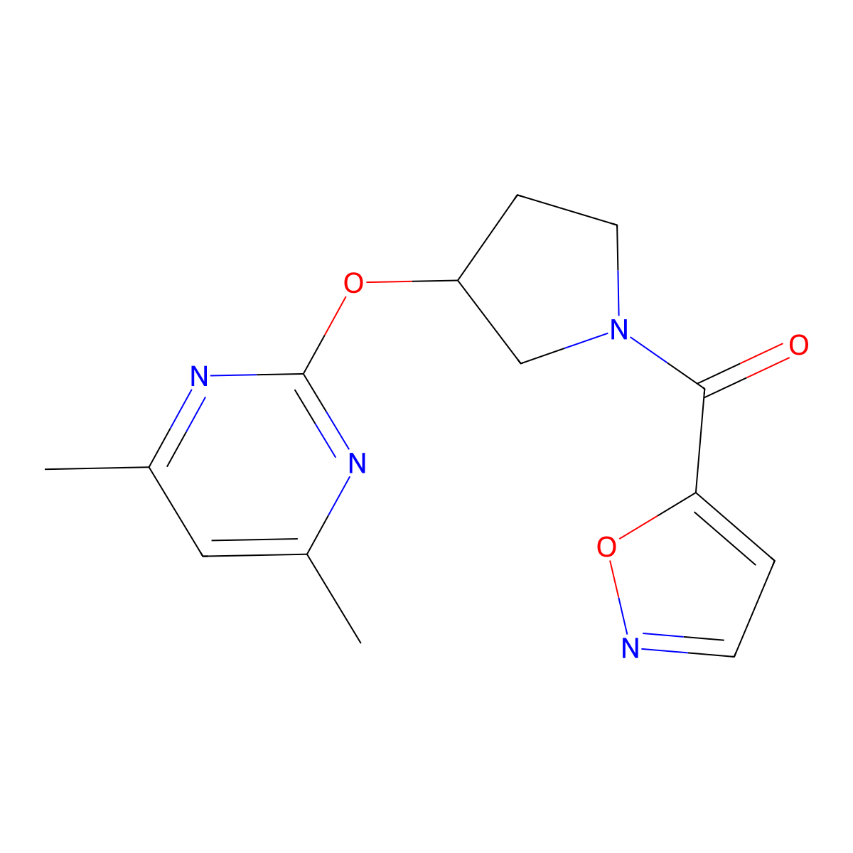 (3-((4,6-Dimethylpyrimidin-2-yl)oxy)pyrrolidin-1-yl)(isoxazol-5-yl)methanone molecular structure, CAS 2034394-95-9