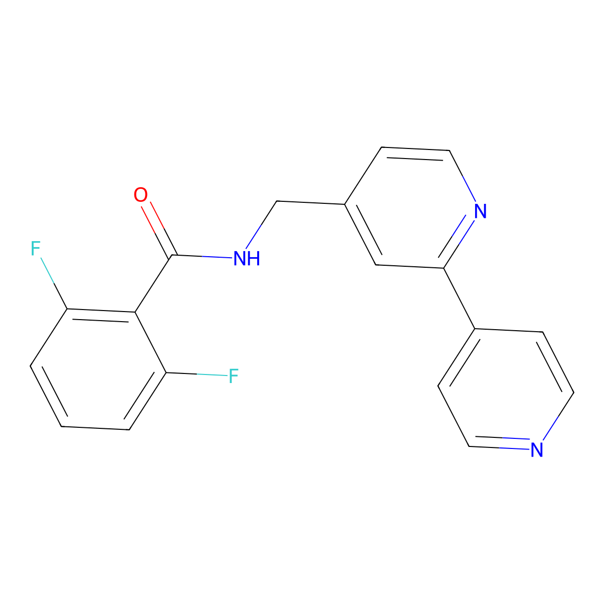 N-({[2,4'-bipyridine]-4-yl}methyl)-2,6-difluorobenzamide molecular structure, CAS 2034395-03-2