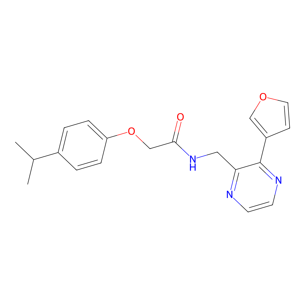 N-((3-(furan-3-yl)pyrazin-2-yl)methyl)-2-(4-isopropylphenoxy)acetamide molecular structure, CAS 2034395-04-3