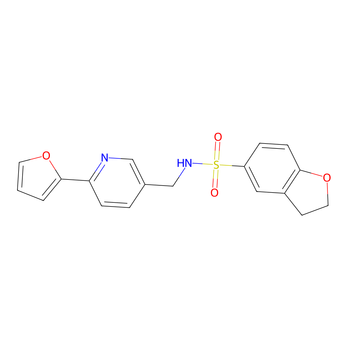 N-((6-(furan-2-yl)pyridin-3-yl)methyl)-2,3-dihydrobenzofuran-5-sulfonamide molecular structure, CAS 2034395-08-7
