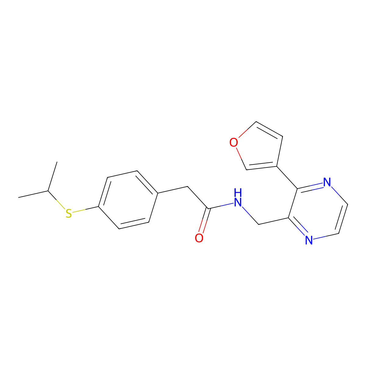 N-((3-(furan-3-yl)pyrazin-2-yl)methyl)-2-(4-(isopropylthio)phenyl)acetamide molecular structure, CAS 2034395-10-1