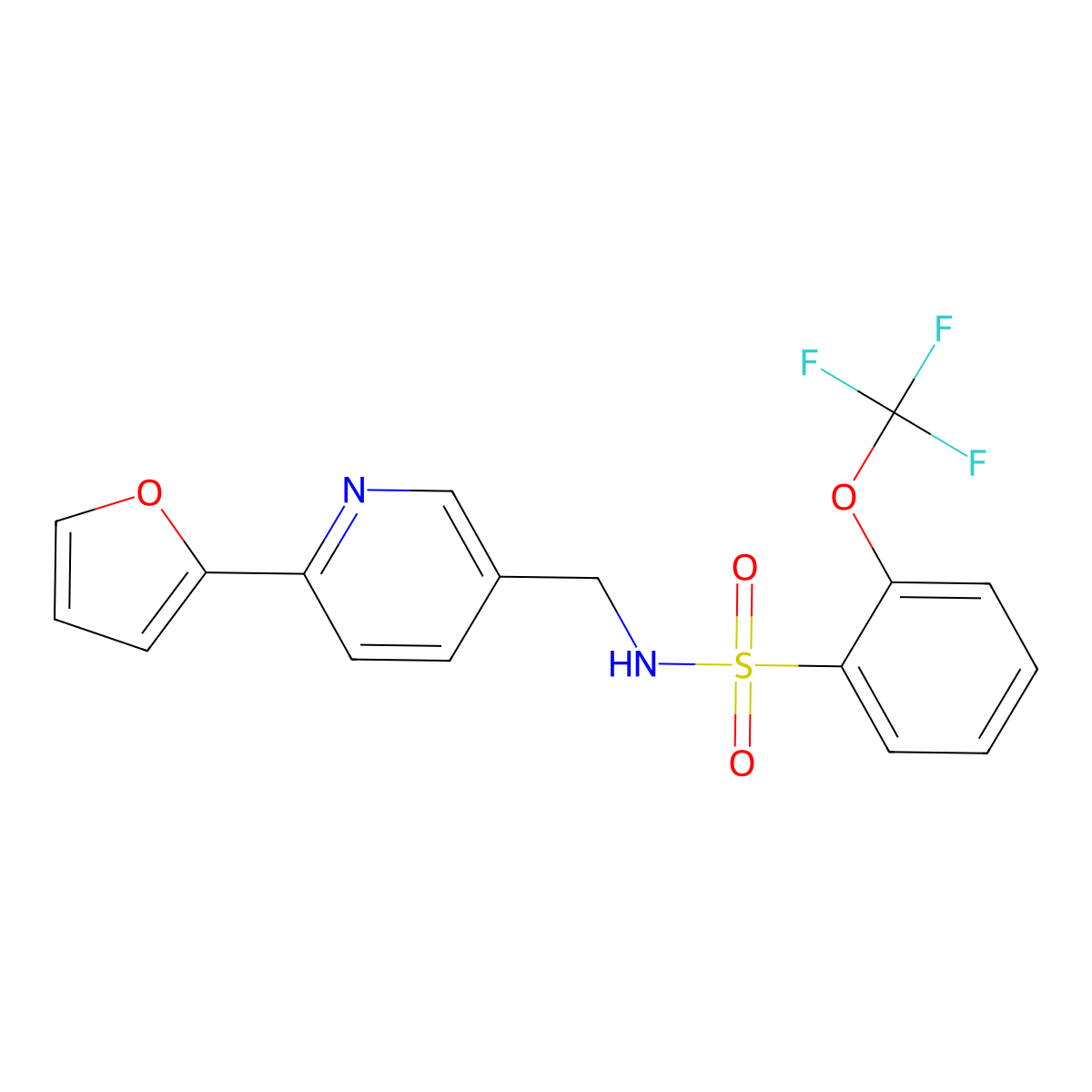 N-((6-(furan-2-yl)pyridin-3-yl)methyl)-2-(trifluoromethoxy)benzenesulfonamide molecular structure, CAS 2034395-13-4