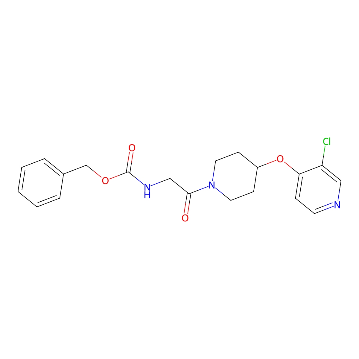 Benzyl (2-(4-((3-chloropyridin-4-yl)oxy)piperidin-1-yl)-2-oxoethyl)carbamate molecular structure, CAS 2034395-14-5