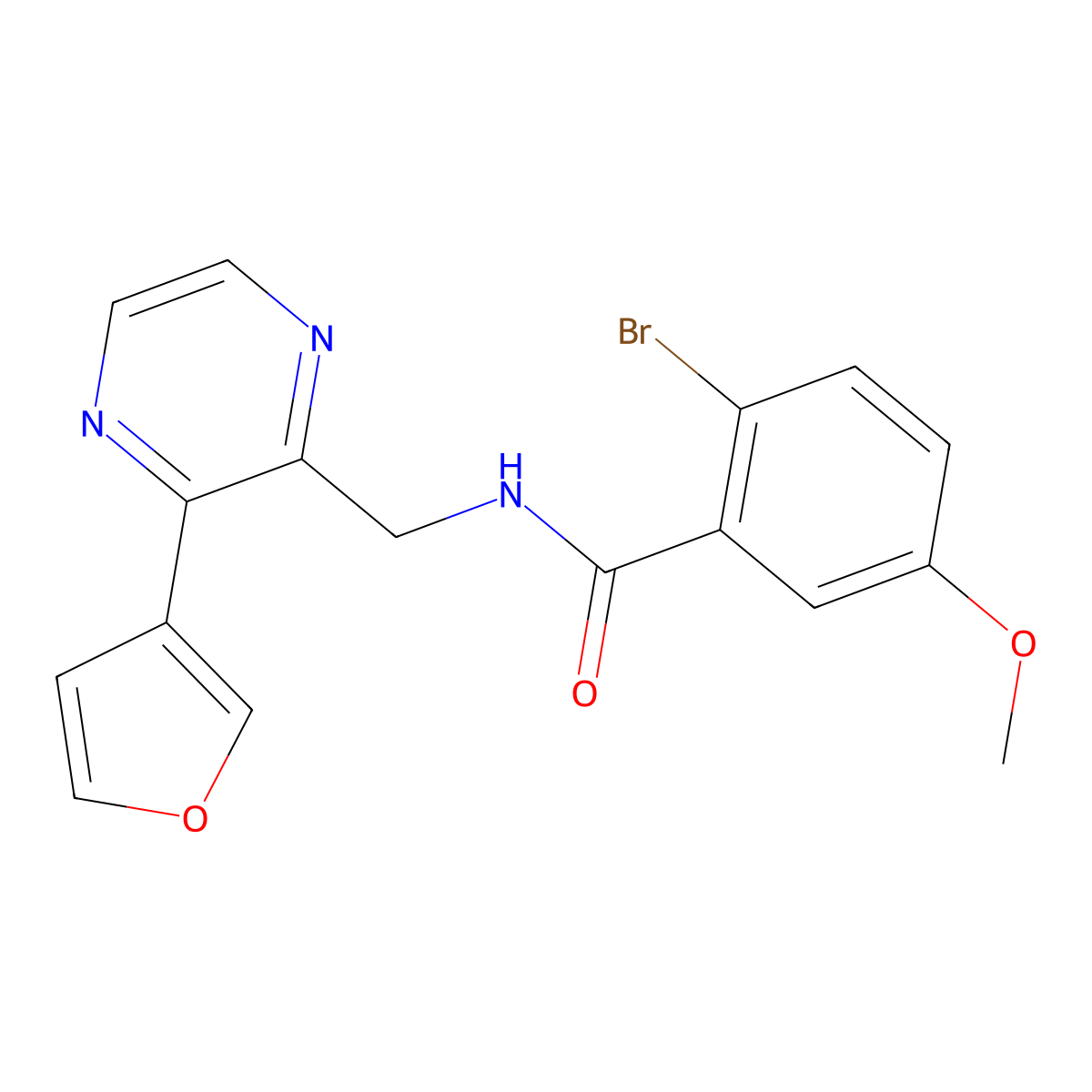 2-bromo-N-{[3-(furan-3-yl)pyrazin-2-yl]methyl}-5-methoxybenzamide molecular structure, CAS 2034395-15-6