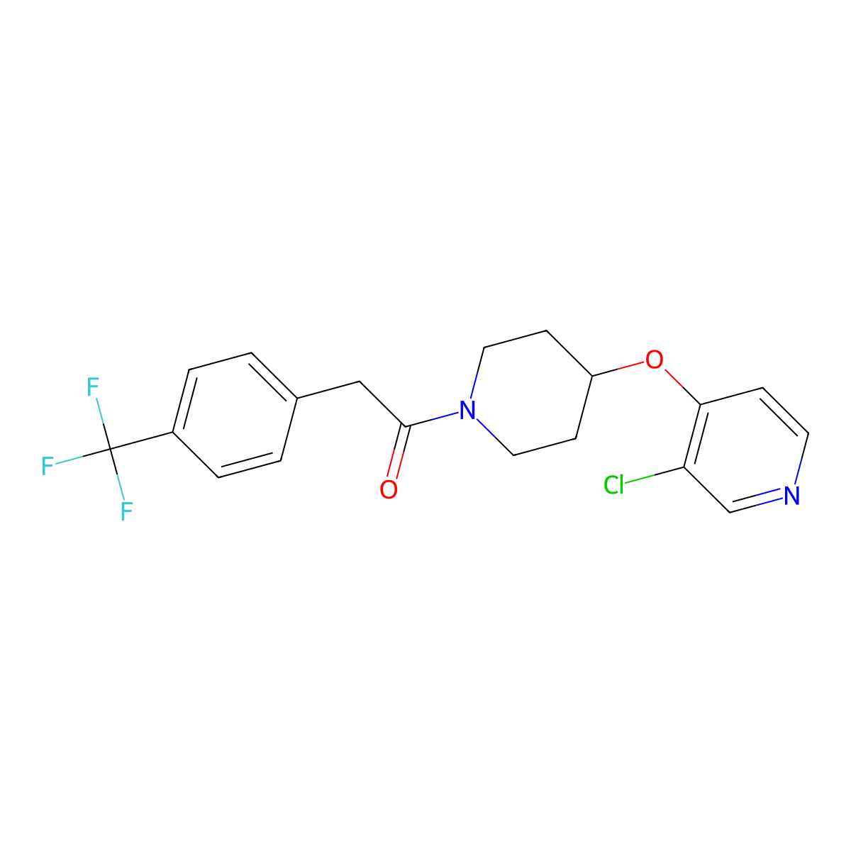 1-(4-((3-Chloropyridin-4-yl)oxy)piperidin-1-yl)-2-(4-(trifluoromethyl)phenyl)ethanone molecular structure, CAS 2034395-19-0