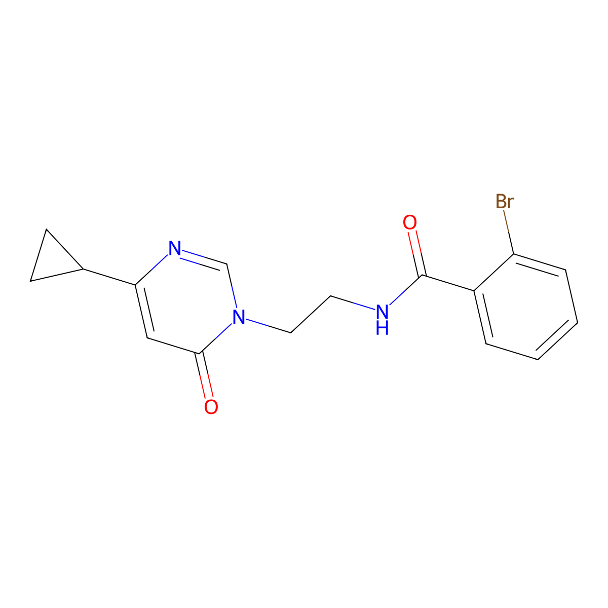 2-bromo-N-(2-(4-cyclopropyl-6-oxopyrimidin-1(6H)-yl)ethyl)benzamide molecular structure, CAS 2034395-23-6