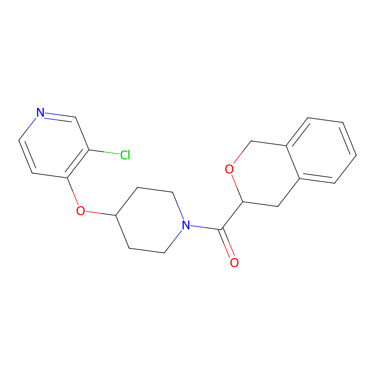 (4-((3-Chloropyridin-4-yl)oxy)piperidin-1-yl)(isochroman-3-yl)methanone molecular structure, CAS 2034395-25-8