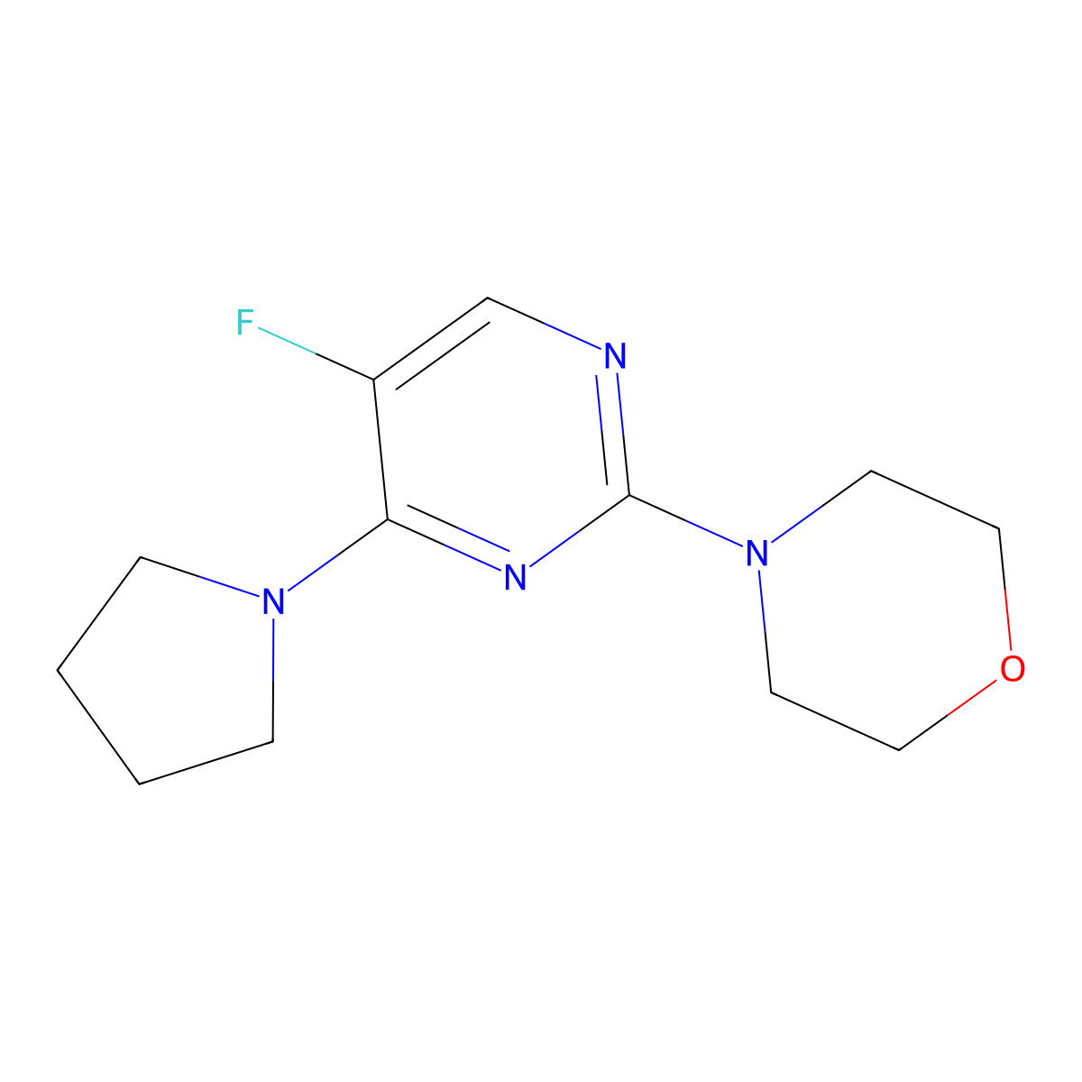 4-(5-Fluoro-4-(pyrrolidin-1-yl)pyrimidin-2-yl)morpholine molecular structure, CAS 2034395-29-2