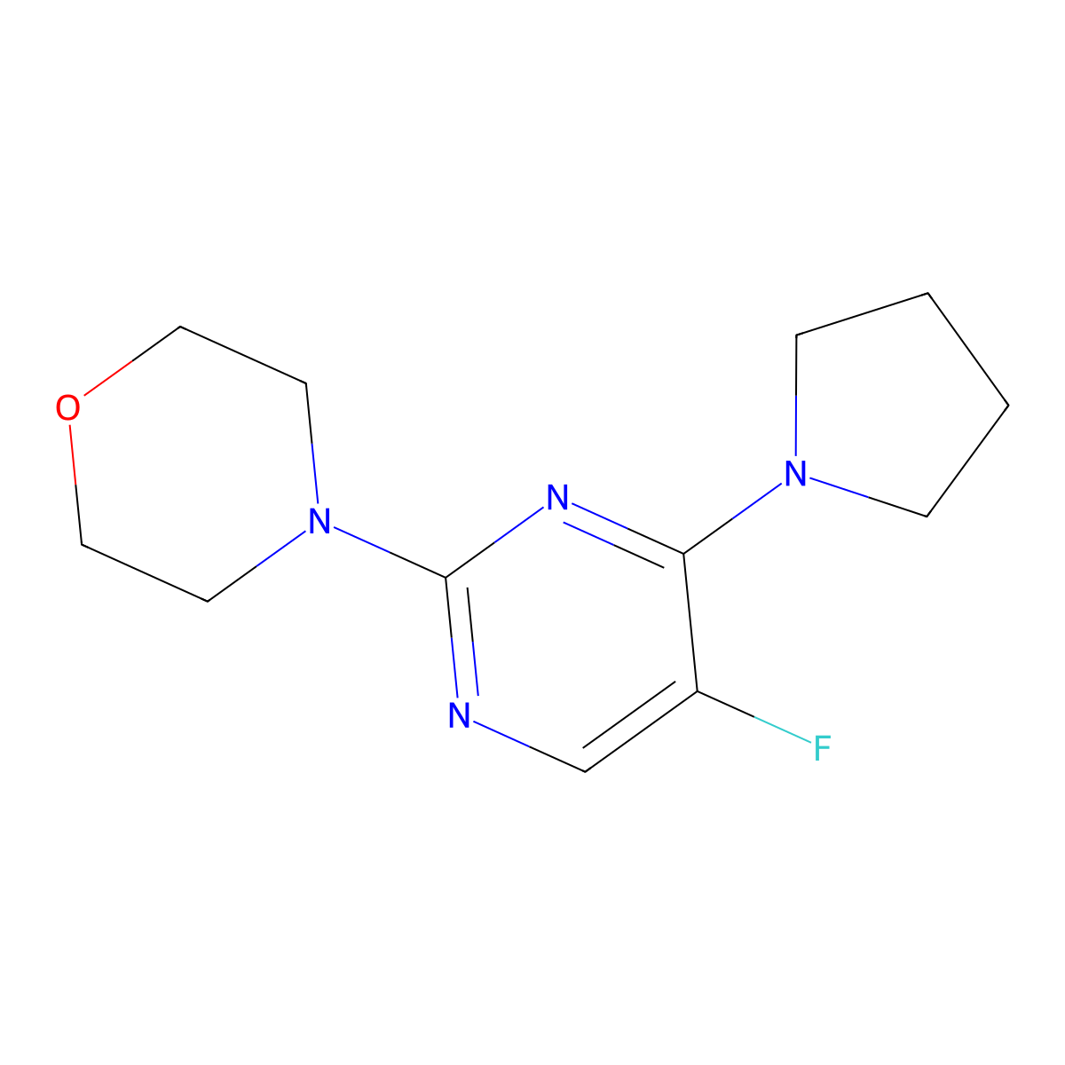 4-(5-Fluoro-4-(pyrrolidin-1-yl)pyrimidin-2-yl)morpholine molecular structure, CAS 2034395-29-2